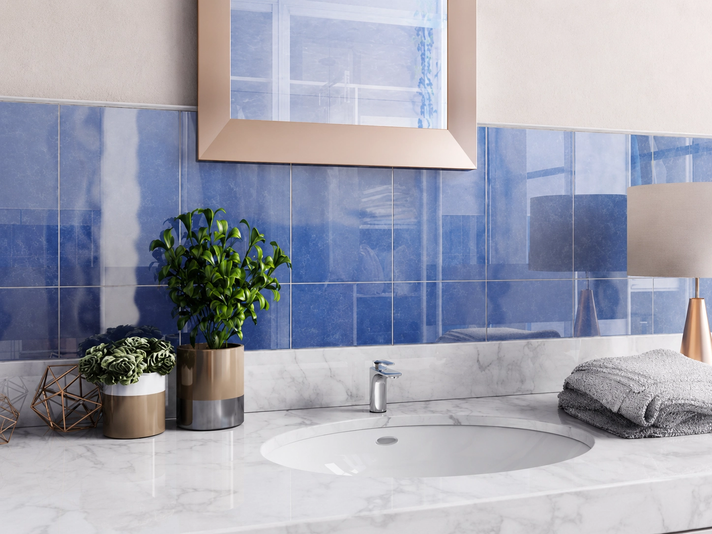 Azulejo Palenque Azul 20x31 cm brillante para baños cocinas lavanderías y paredes interiores
