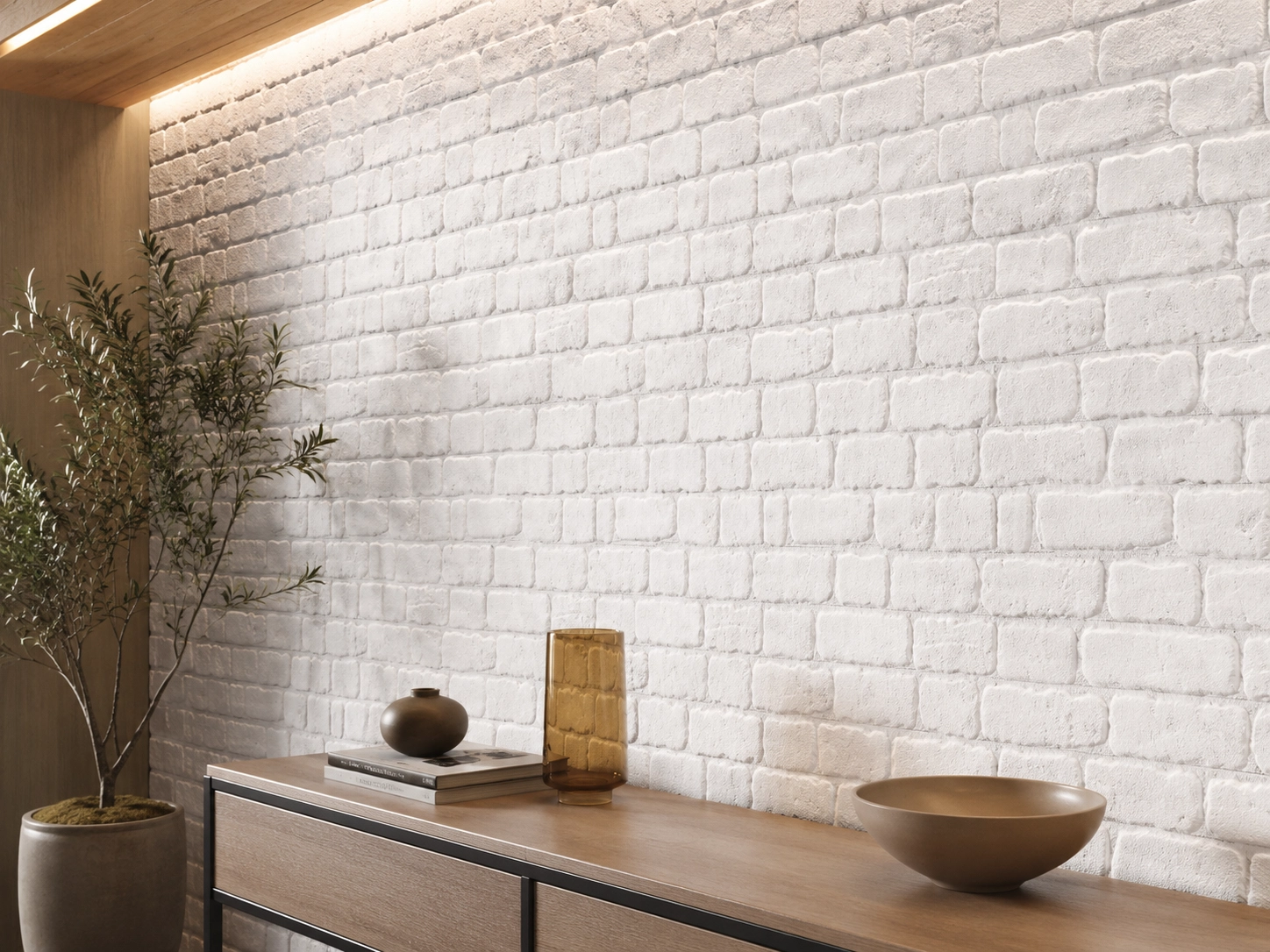 Fachaleta Cartagena Blanco Mate 36x50 cm estilo ladrillo blanco para sala, recibidor, pared de TV, cocina y fachada protegida