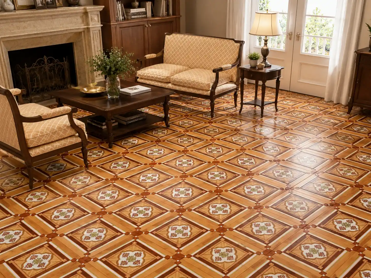 Cerámica geométrica Hidalgo Beige Mexicali 43x43 cm